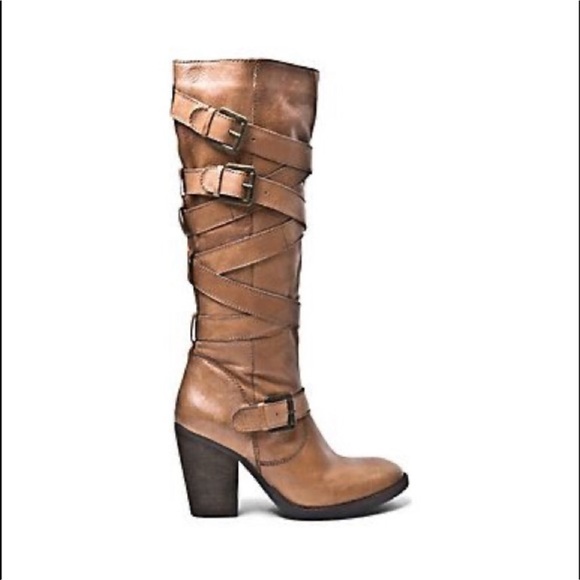Steve Madden Renegaid Boots in cognac with straps and buckle accents! - Picture 7 of 16